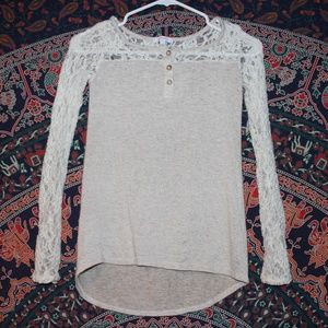 Beige Lace Long Sleeve Top